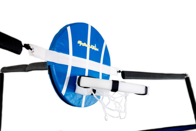 Buy Bounce Pro 14-Foot Trampoline, Basketball Hoop, Safety Enclosure, Blue from Sirius Sales