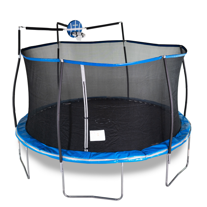 Buy Bounce Pro 14-Foot Trampoline, Basketball Hoop, Safety Enclosure, Blue from Sirius Sales